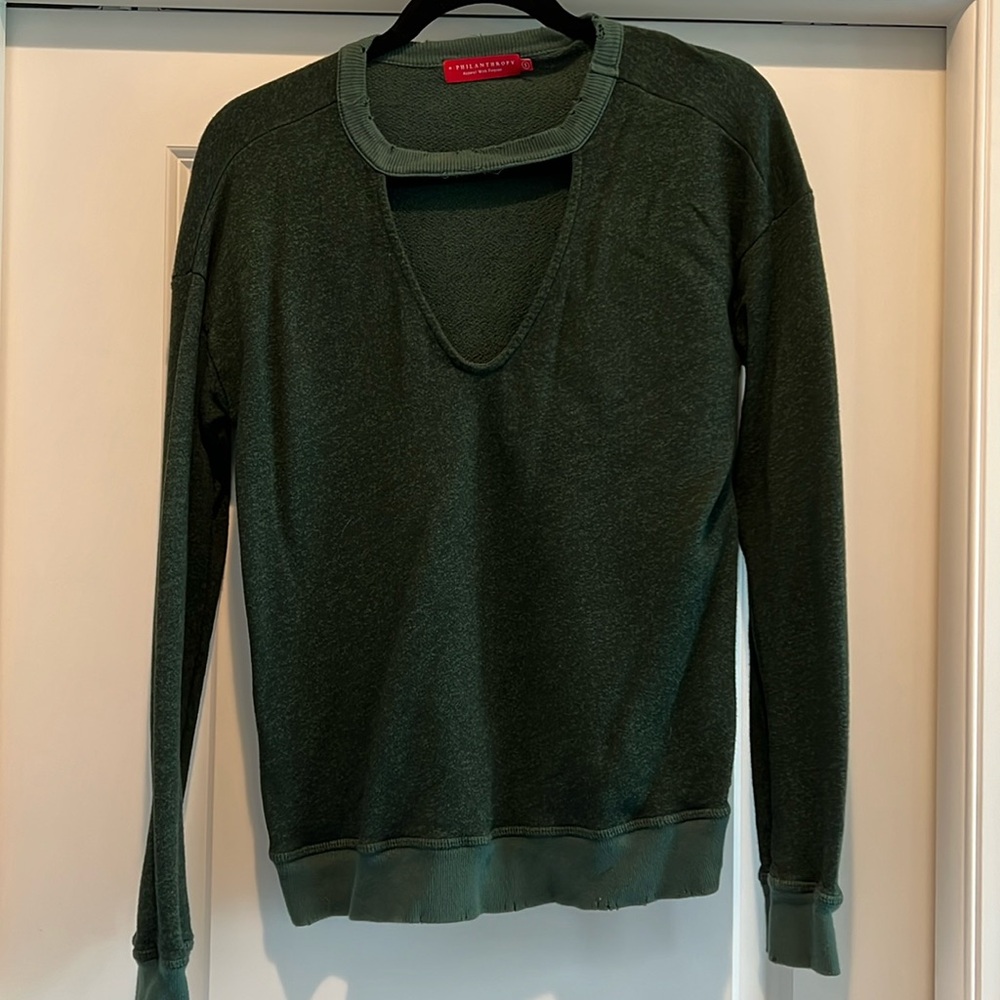 Philanthropy distressed sweatshirt. Size small.